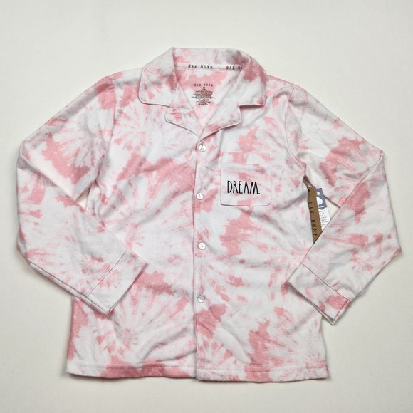 NWT Rae Dunn Pink Tie Dye Dream Long Sleeve Pajama Shirt sz Girl's M 7/8 - Picture 1 of 6